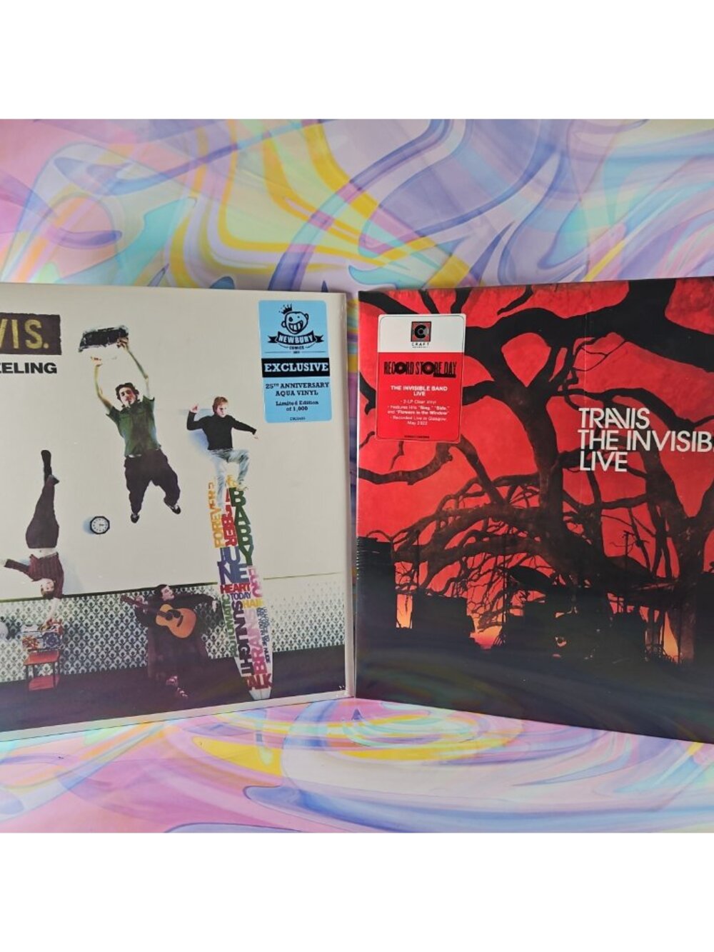 Lot of 2 Travis Records (New): Good Feeling Aqua 25th Anniv, Invisible Band Live